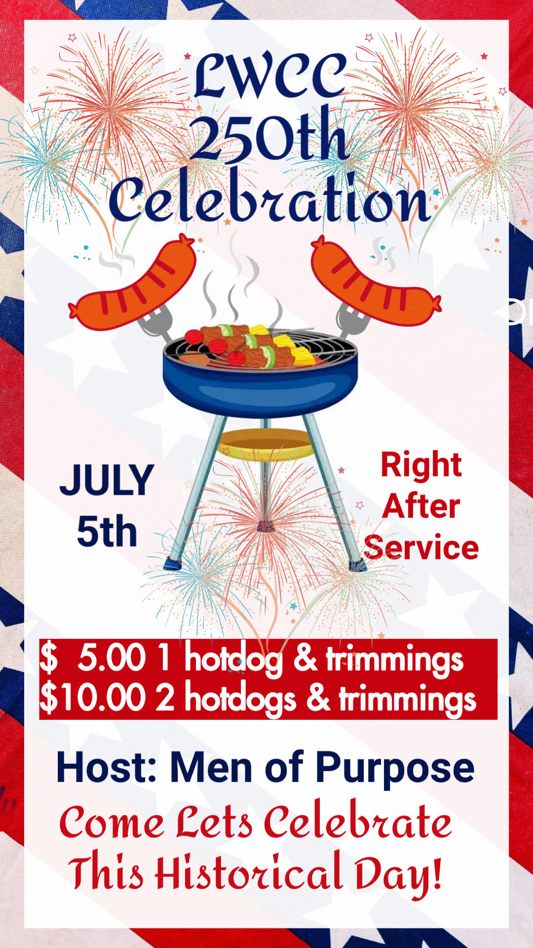 July 4th 250th Anniversary BBQ on the 5th